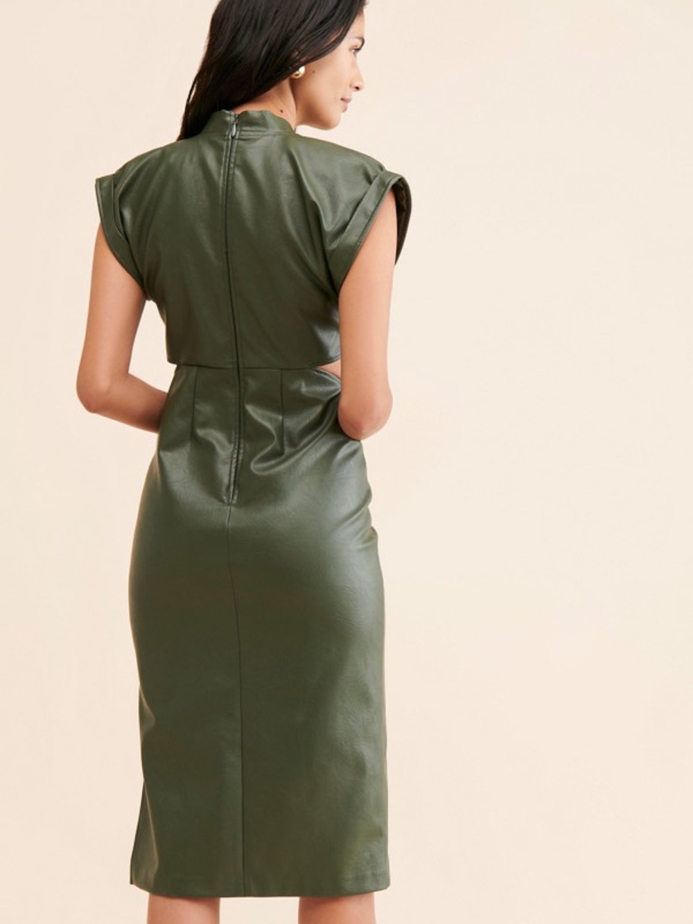 Anthropologie Eva Franco cutout Faux-Leather Sheath Dress - Picture 2 of 5